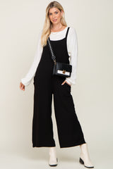 Black Sleeveless Pocketed Wide Leg Maternity Jumpsuit