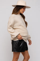 Cream Textured Checker Maternity Sweater