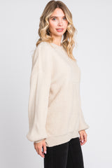 Cream Textured Checker Sweater