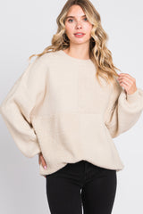 Cream Textured Checker Maternity Sweater