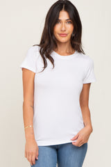 White Basic Crew Neck Maternity Tee