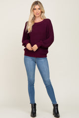 Plum Popcorn Knit Raglan Sweater