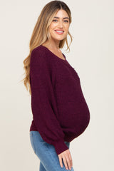 Plum Popcorn Knit Raglan Maternity Sweater