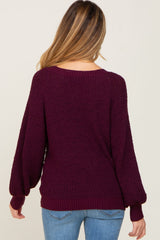 Plum Popcorn Knit Raglan Maternity Sweater