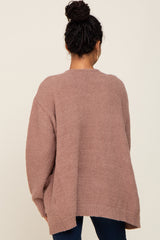 Mocha Fuzzy Knit Front Pocket Cardigan