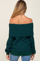 Forest Green Foldover Off Shoulder Maternity Sweater