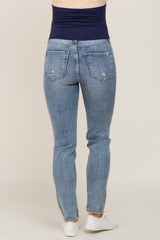 Light Blue Slightly Distressed Maternity Skinny Jeans