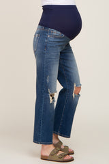 Medium Wash Distressed Knee Maternity Jeans