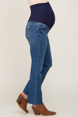 Navy Blue Bootcut Raw Hem Maternity Jean