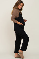 Black Front Pocket Maternity Jumpsuit