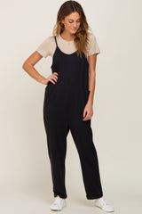 Black Front Pocket Maternity Jumpsuit