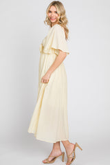 Cream Front Tie Ruffle Sleeve Midi Dress