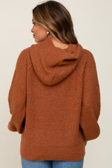 Camel Hooded Maternity Sweater