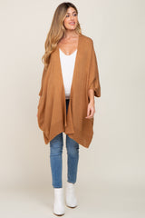 Camel Knit Open Front Maternity Cardigan