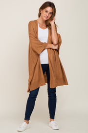 Camel Knit Open Front Cardigan