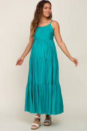 Green Tiered Maternity Maxi Dress