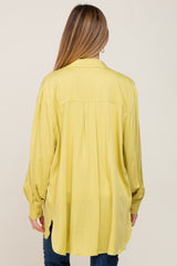 Lime Button Down Collared High-Low Hem Maternity Blouse