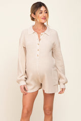 Cream Button Down Maternity Sweater Romper