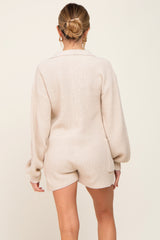 Cream Button Down Maternity Sweater Romper