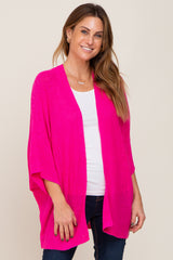 Fuchsia Dolman Short Sleeve Cardigan