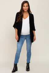 Black Dolman Short Sleeve Maternity Cardigan