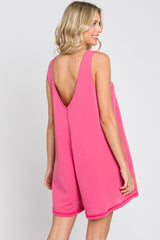 Fuchsia Rounded V-Neck Sleeveless Romper