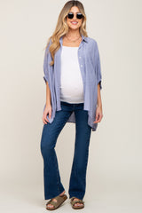 Navy Blue Maternity Flare Leg Jeans