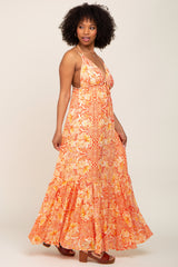 Orange Printed Halter Dress