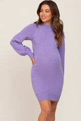 Lavender Mock Neck Maternity Sweater Dress