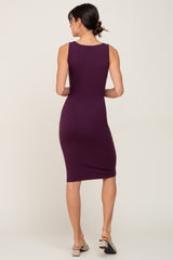 Plum Basic V-Neck Sleeveless Dress