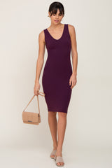 Plum Basic V-Neck Sleeveless Dress