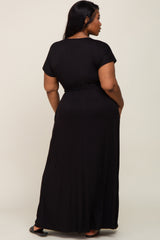 Black Basic Plus Wrap Maxi Dress