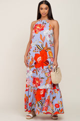 Periwinkle Floral Halter Maxi Dress