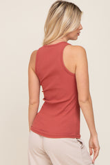 Rust Ribbed Basic Tank Top