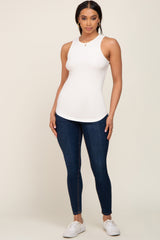 Ivory Ribbed Basic Tank Top