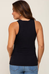 Black Ribbed Basic Maternity Tank Top