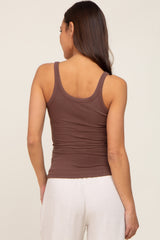 Brown Ribbed Maternity Tank Top