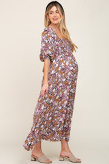 Black Multi-Color Floral Maternity Maxi Dress