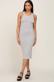 White Striped Sleeveless Dress