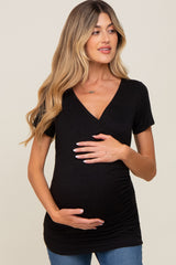 Black Wrap Front Maternity/Nursing Top