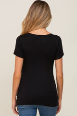 Black Wrap Front Maternity/Nursing Top