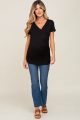 Black Wrap Front Maternity/Nursing Top