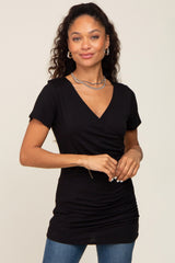 Black Wrap Front Maternity/Nursing Top