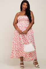 Ivory Square Neck Smocked Plus Midi Dress