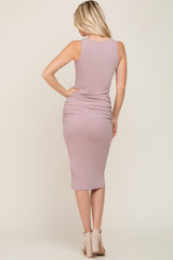 Mauve Ruched Midi Tank Dress