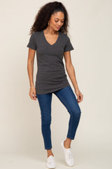 Charcoal Basic V-Neck Tee