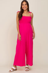 Fuchsia Sleeveless Cropped Maternity Jumpsuit