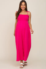 Fuchsia Sleeveless Cropped Maternity Jumpsuit