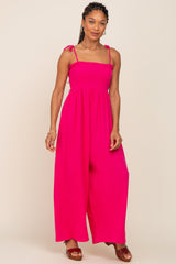 Fuchsia Sleeveless Cropped Maternity Jumpsuit