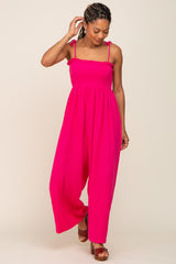 Fuchsia Sleeveless Cropped Jumpsuit